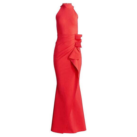 Chiara Boni Gudrum Coral Halter Gown La Petite Robe Stretch Dress Italy US 4 S - Picture 1 of 16